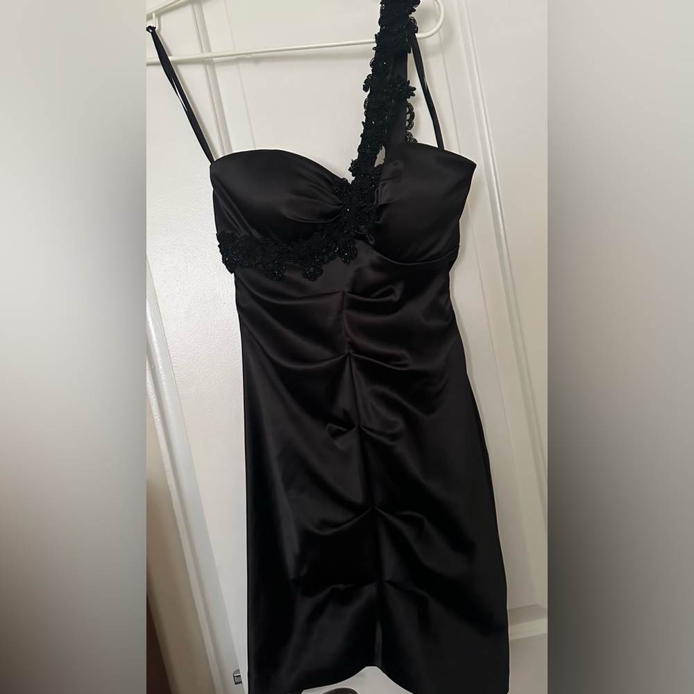 Xscape Beaded One Shoulder Ruched Bodycon Stretch, Size Small